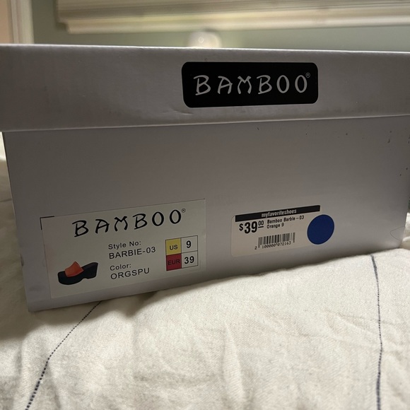 Bamboo Barbie Platform Orange Faux Leather Sandals 90s NIB Super Platform Summer - Picture 12 of 12